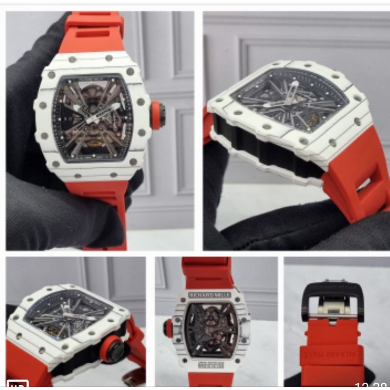 jam tangan rm 12-01 automatic mesin Swiss turbilon body carbon strap rubber