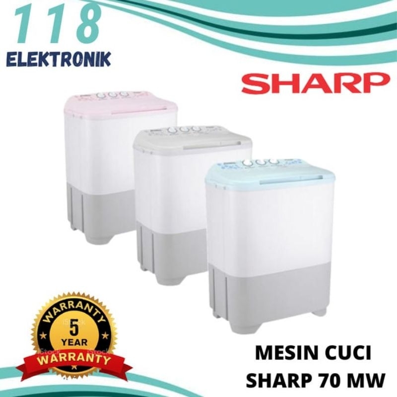 Mesin Cuci SHARP 70MW 7KG Warna Biru Abu Dan Pink