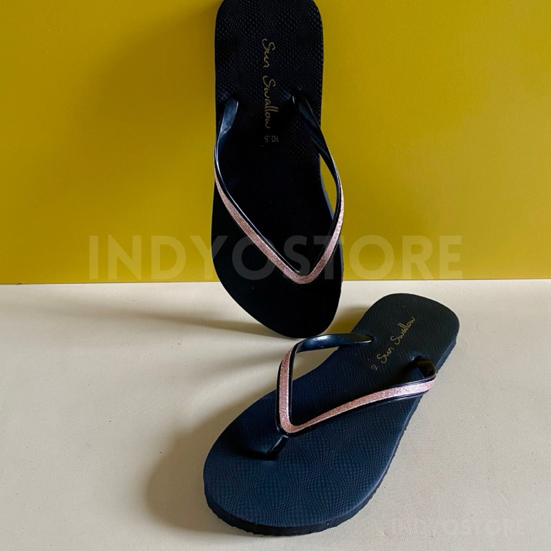 SUN SWALLOW CRYSTAL GOLD SANDAL JEPIT WANITA