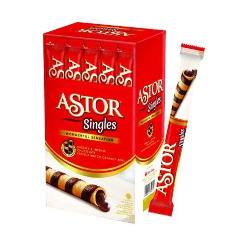 

ASTOR Singles Chocolate 1 Box isi 20pcs - Astor Singles Box/Wafer Roll/Wafer Stick