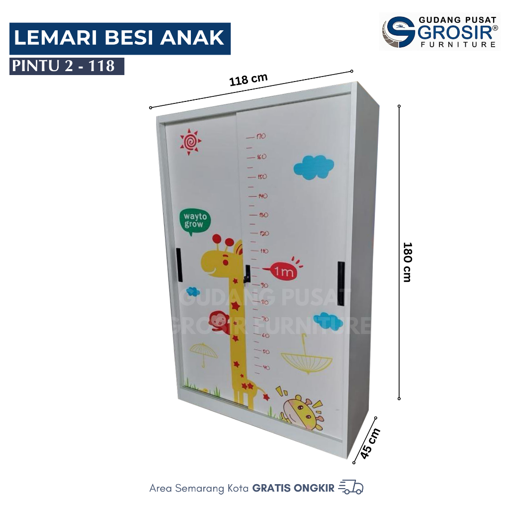 Lemari Besi Anak - Lemari Besi Anak Sliding - Lemari Besi Anak 2 Pintu
