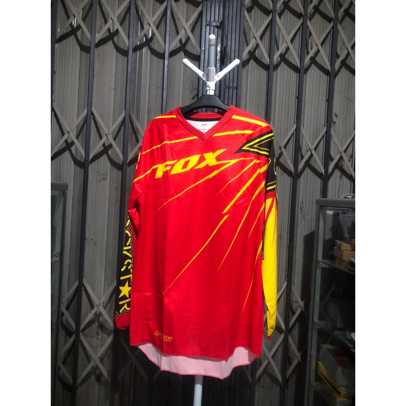 Jerset Jersey set celana Trail trabas motocross fox180 red yellow original