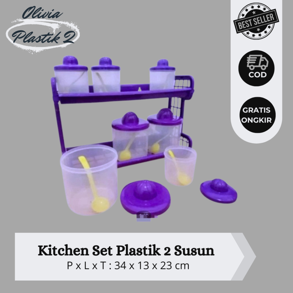 Rak Bumbu Dapur KITCHEN SET 2 Susun Plastik Mercury/ Wadah Bumbu.