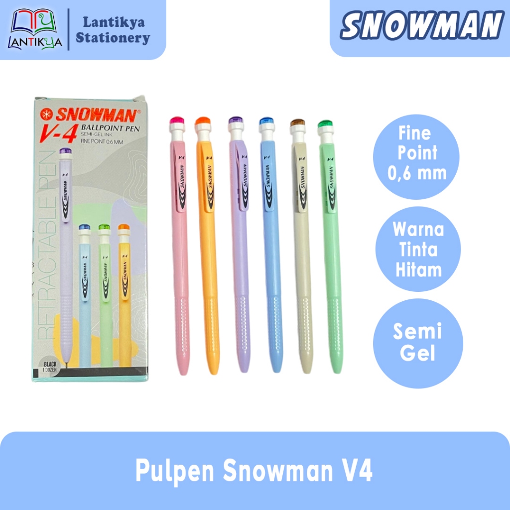 

Pulpen Snowman V4 / Ballpoint Snowman Pen Semi Gel / PER PCS - Stationery
