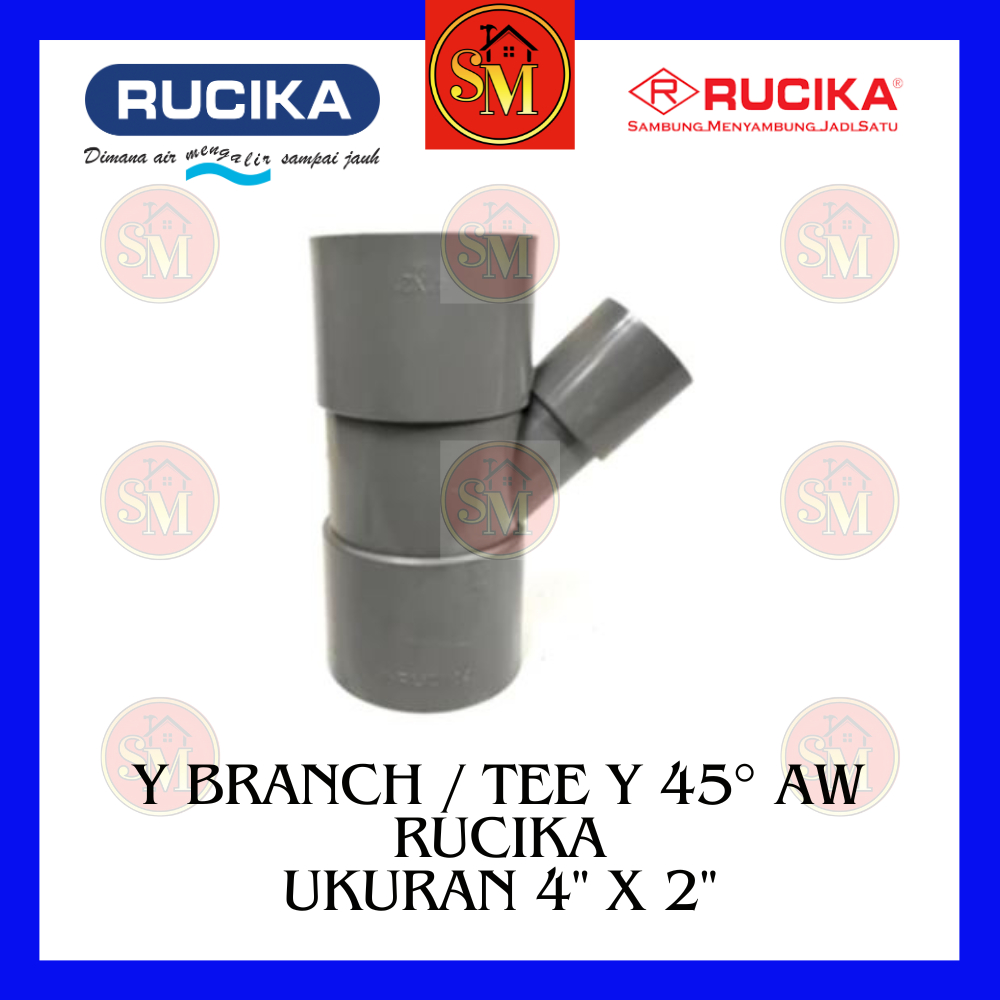 Tee Y 45 derajat / Y branch PVC Rucika AW 4" x 2"