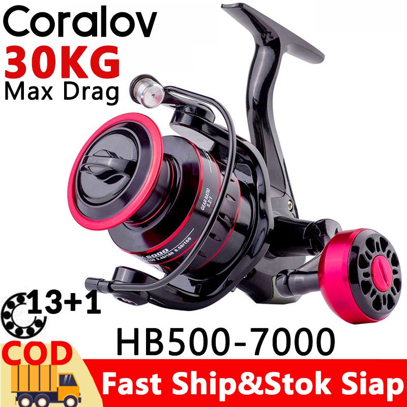 【Hadiah Gratis】ABU Garcia Coralov Fishing Reel HB 500-7000 Reel Pancing Power Handle Max Drag 30kg H