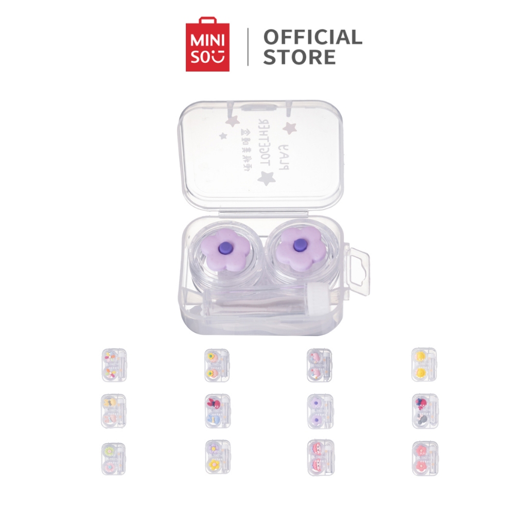 Miniso Portable Storage Box Portable Contact Lens Case Compact Travel Kit Tempat Lensa Kontak