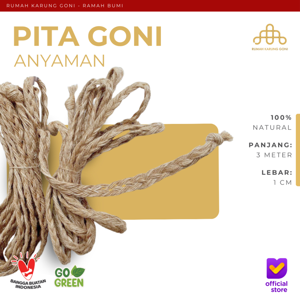 Tali Pita Goni Anyaman - Pita Goni Kepang Rustic - Tali Rami Spesial Kepang Vintage