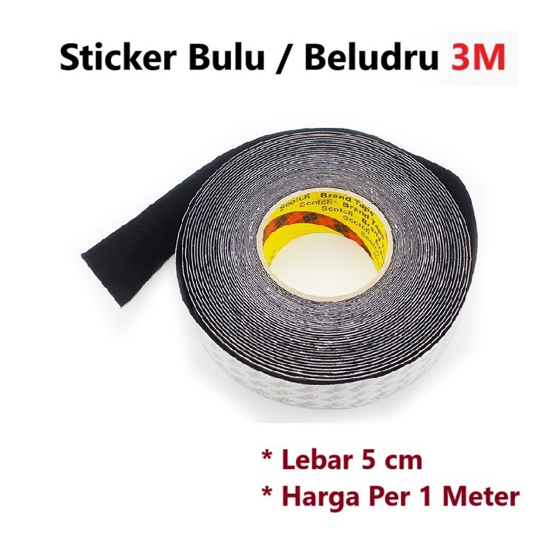 

Stiker Bludru/Beludru/Bulu/Kain Hitam Rakel Sticker 5 cm Meteran