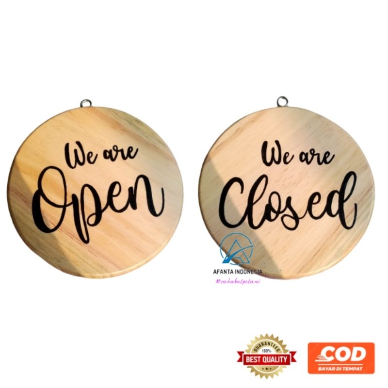 Custom Papan Gantung Closed Open Kayu Terbaik