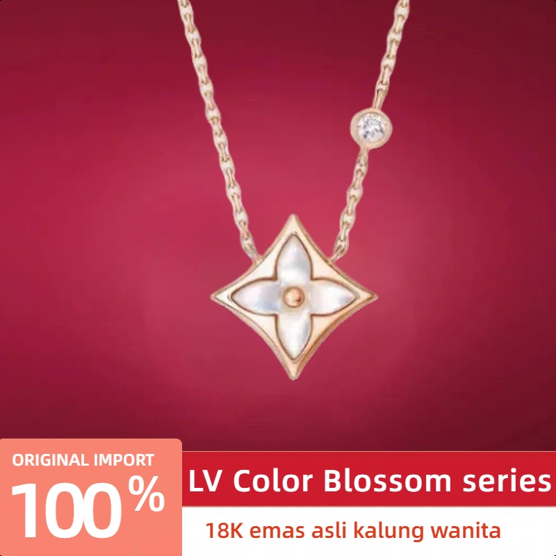 【18K emas asli/100%ORI】LV Louis Vuitton color blossom BB Kalung wanita berlian emas 18K/kalung seman