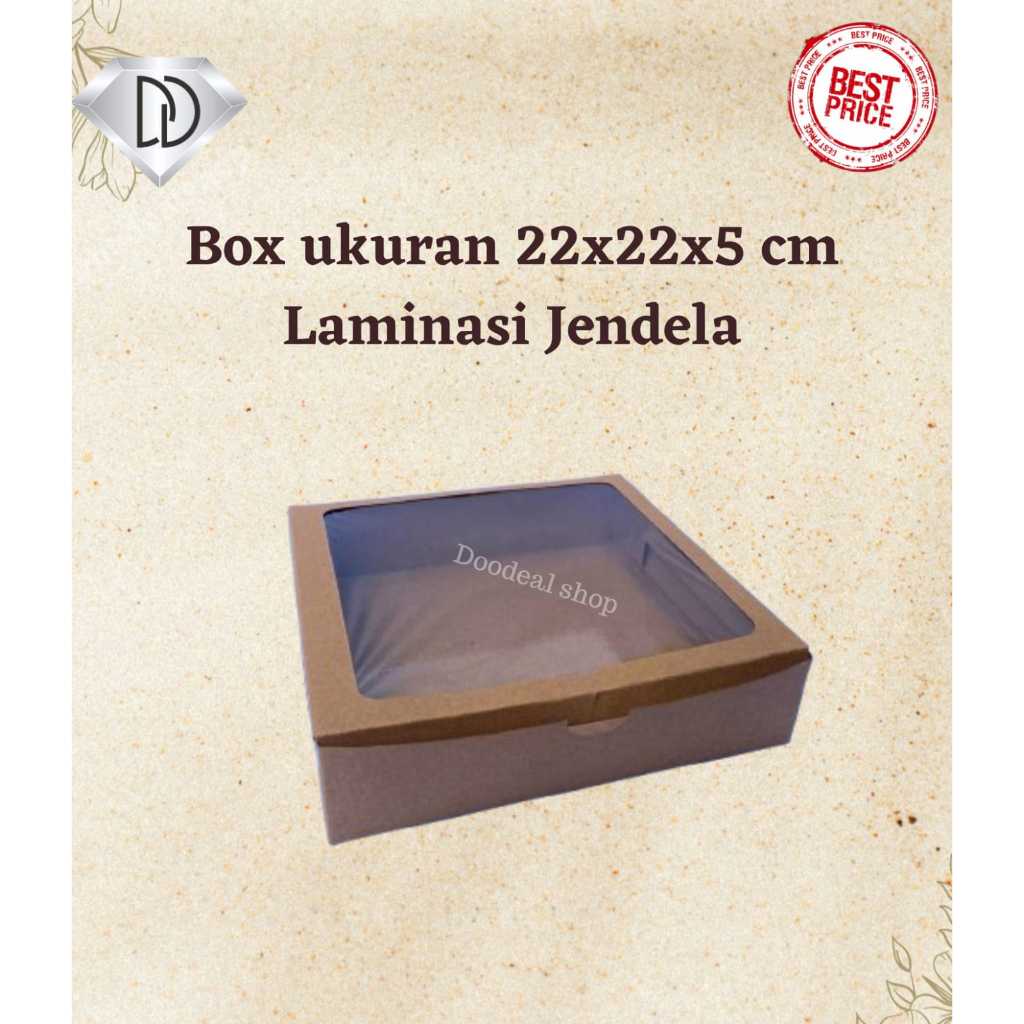 DUS KUE BROWNIES (1 PAK=10 pcs) uk 22x22x5 cm. Laminasi dalam, dus kue COD DUS KUE 22X22 DUS DONAT D