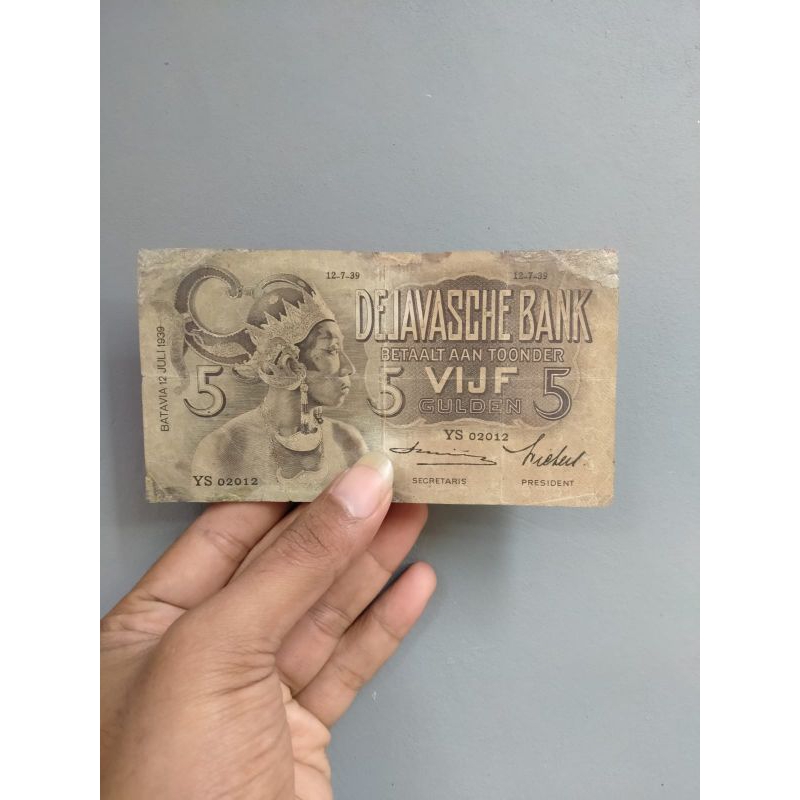 5 Gulden Wayang Fine 1939 TTD Smith Marta Collectin 02 Pusatnya koleksi unik keperluan nikah