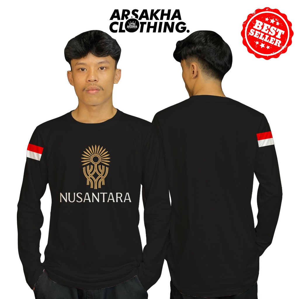 Kaos Lengan Panjang IKN Nusantara Ibu Kotan Negara Indonesia Logo Baju Kaos  Baju Distro Katun Combe