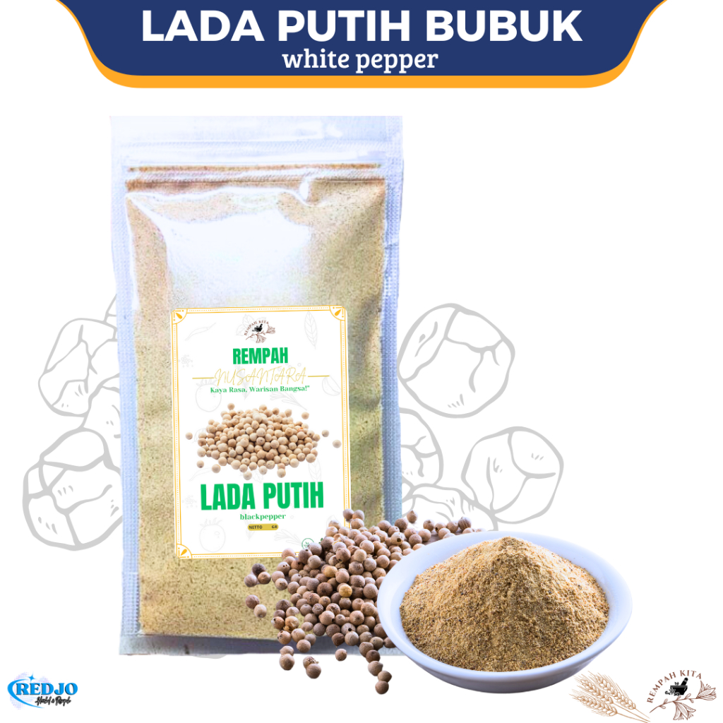 

Lada Bubuk Putih White Pepper Powder Asli murni 100% Kemasan 100gram Bumbu Dapur Lada merica bubuk