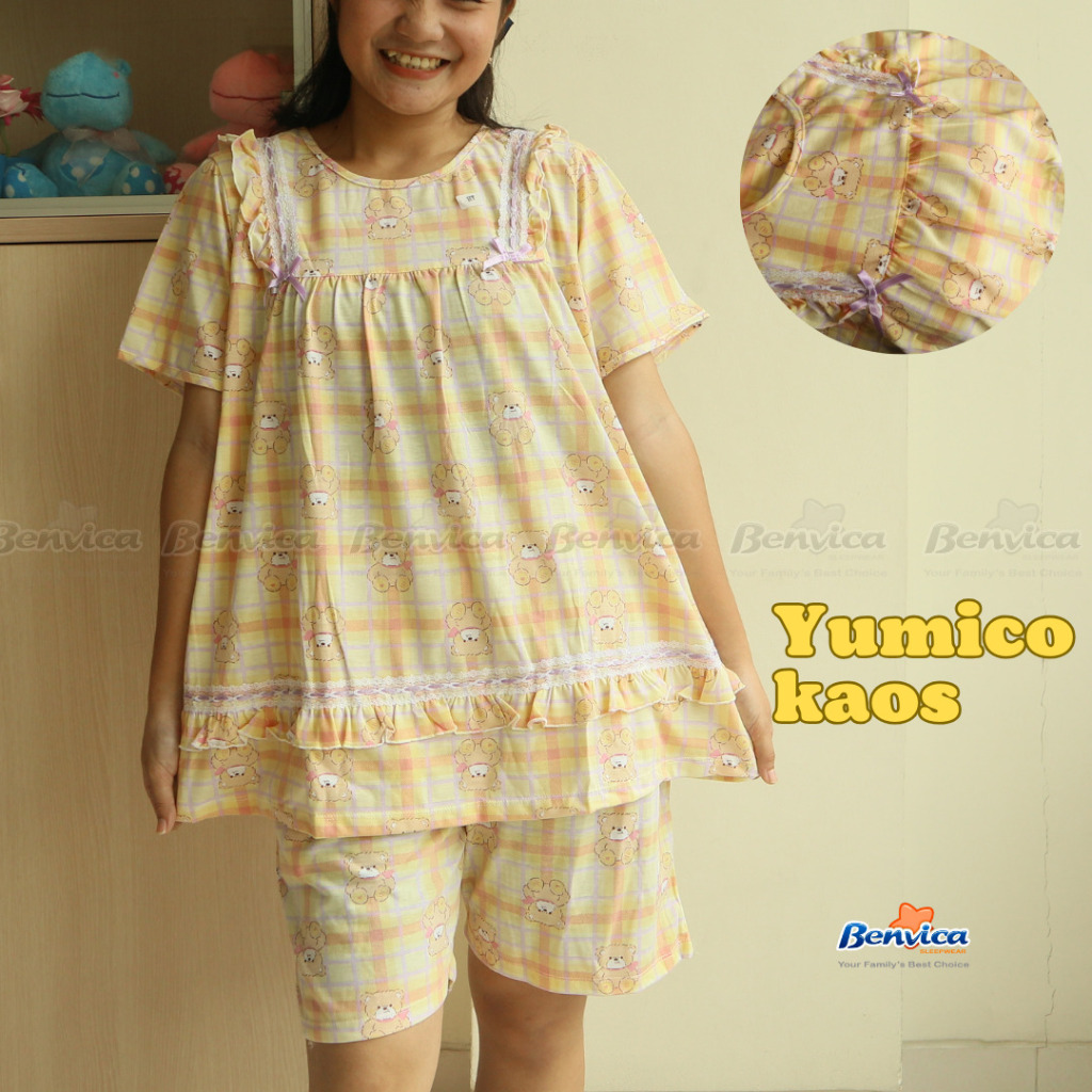 BENVICA BAJU TIDUR SETELAN CELANA PENDEK KAOS PREMIUM YUMICO ALL SIZE
