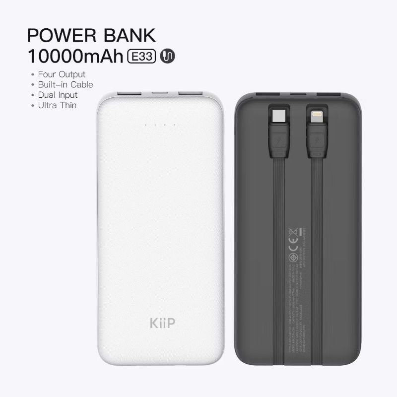 Powerbank 10000mAh 2IN 1 KIIP SLIM E33C