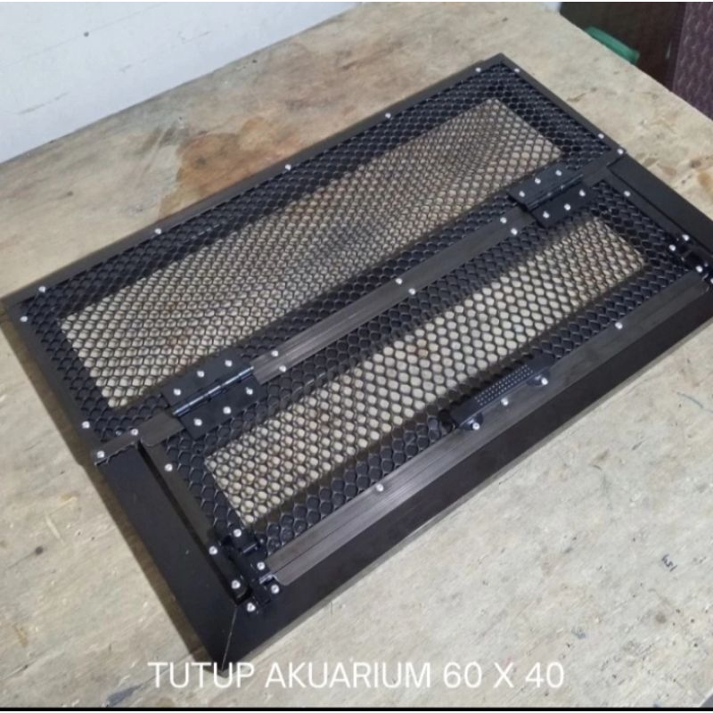 Tutup akuarium almunium 60 x 40 jaring HDPE hexagonal