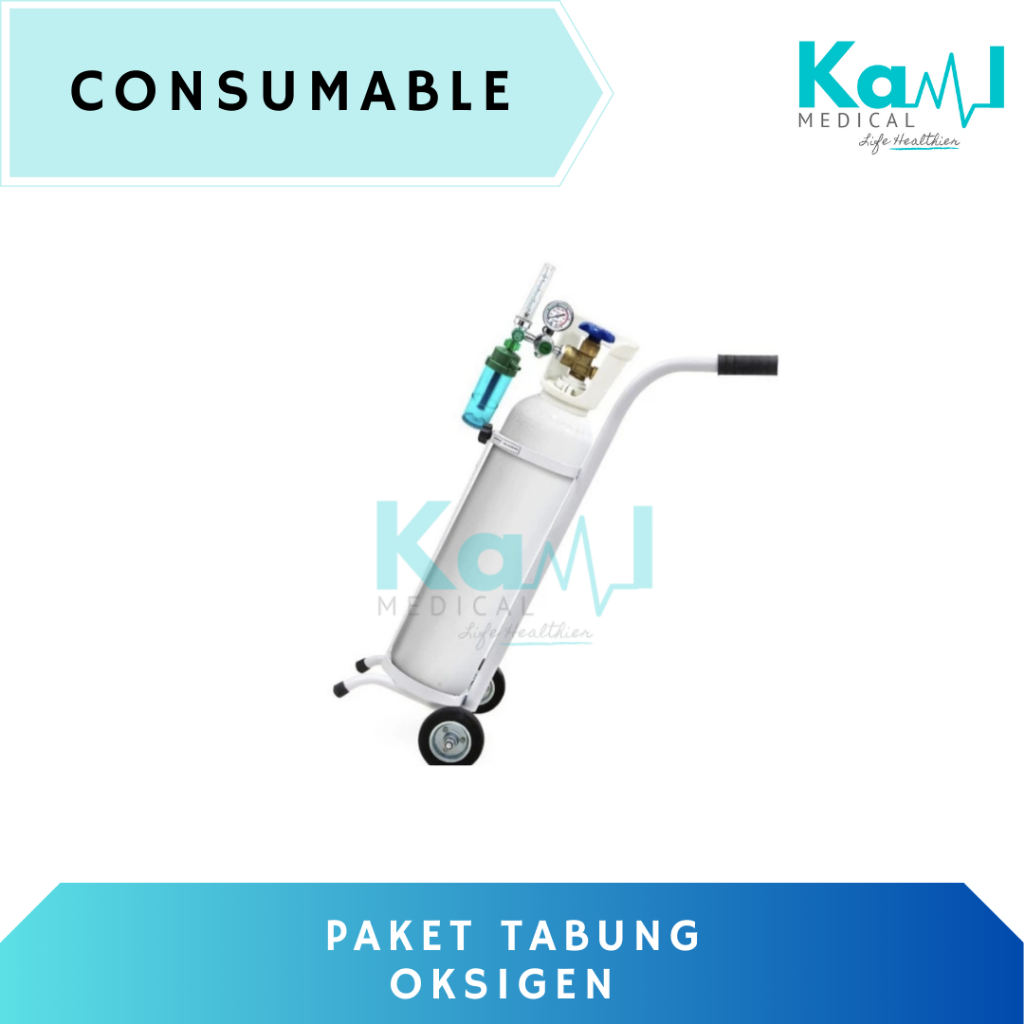 Tabung Oksigen 1m3 Full Set | Tabung Oksigen 1m3 Komplit Regulator | Tabung Oksigen Medis | Trolly T