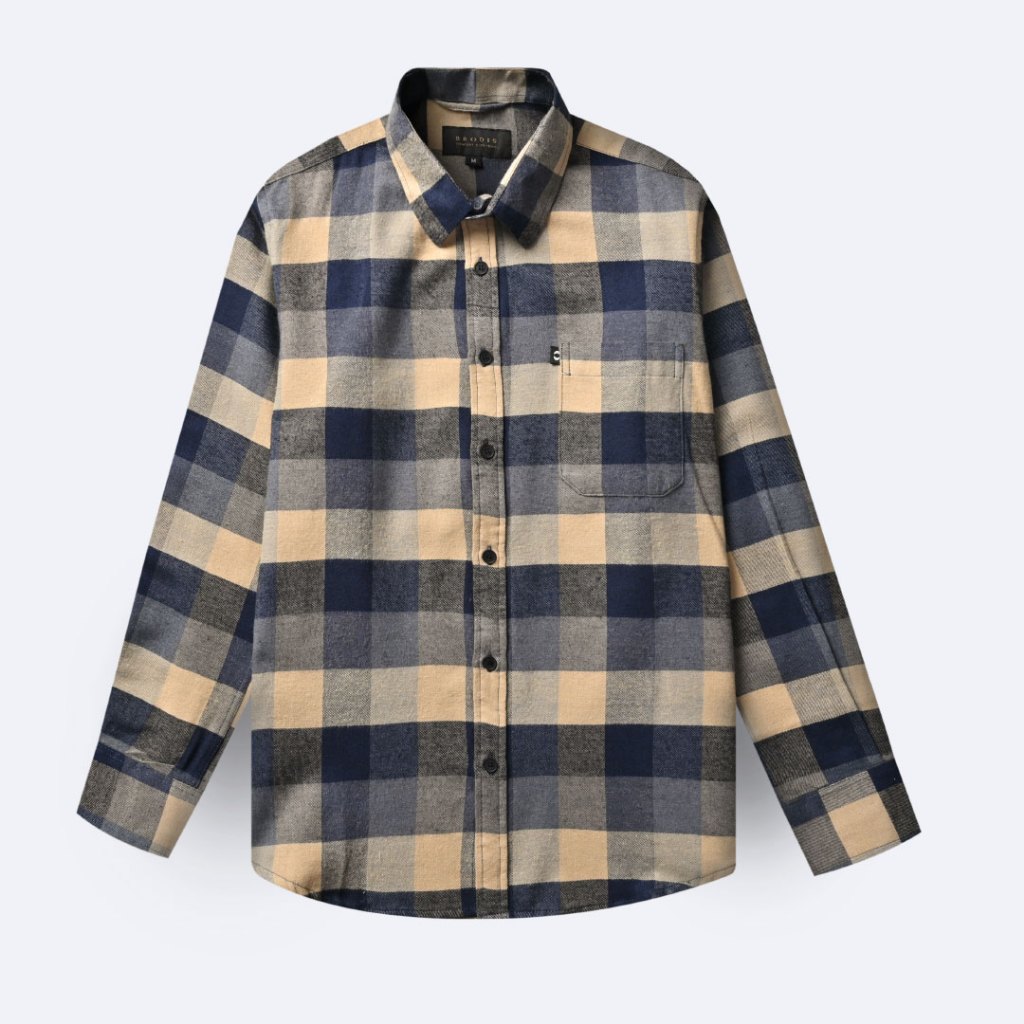 Broodis Kemeja  Flannel Lengan Rolle Stone Panjang