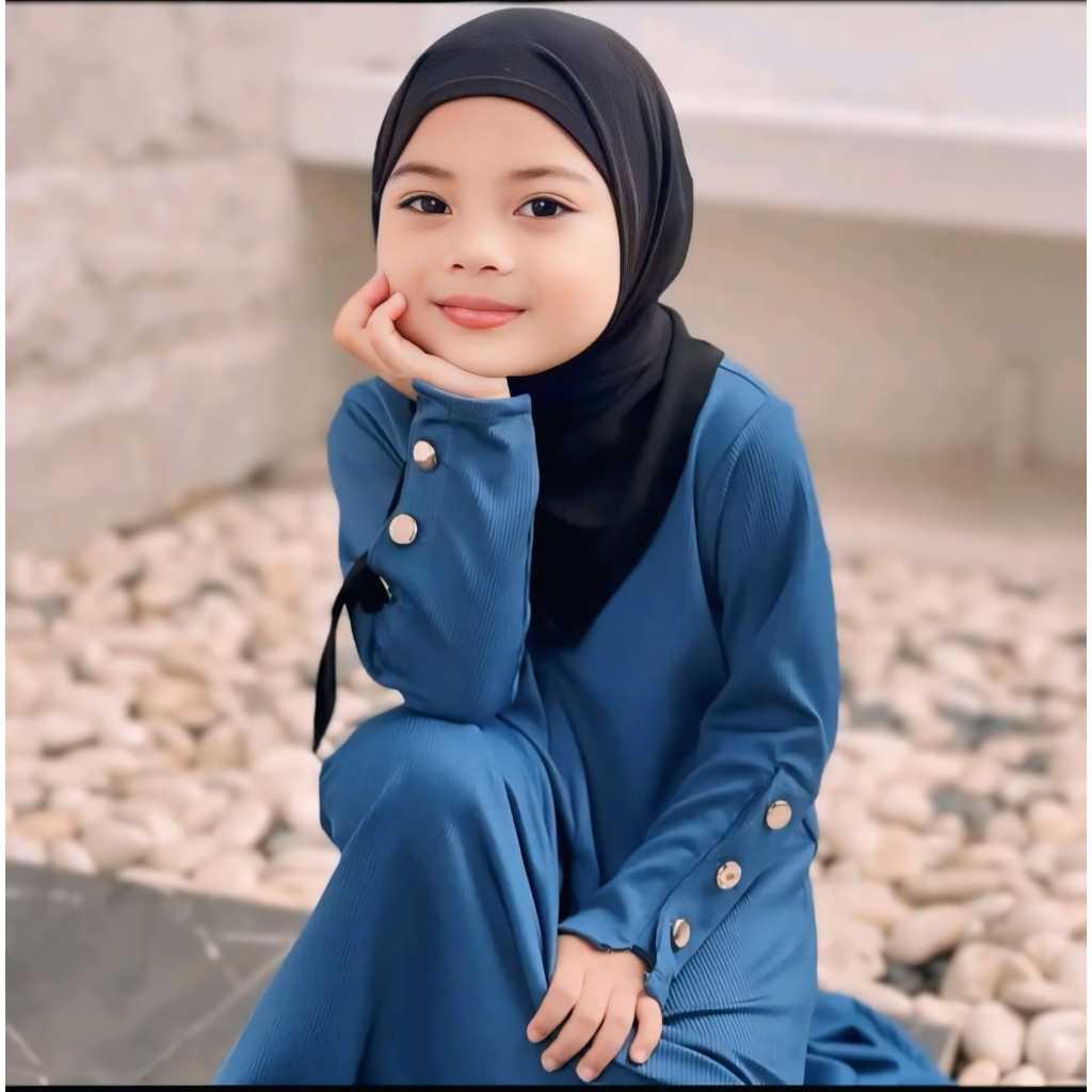 Gamis Anak inara dress rajut knit usia 5-10 tahun terbaru 2025 Gamis Anak Lengan kancing