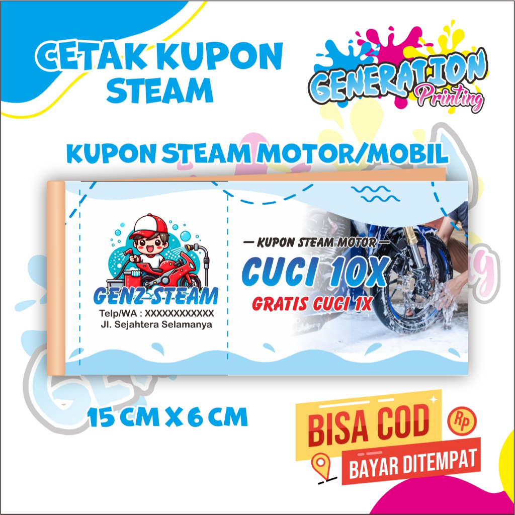 

KUPON STEAM MOTOR MOBIL, DLL , BISA CUSTOM TULISAN SENDIRI 100 LEMBAR UK 1/6 GENERATION PRINTING
