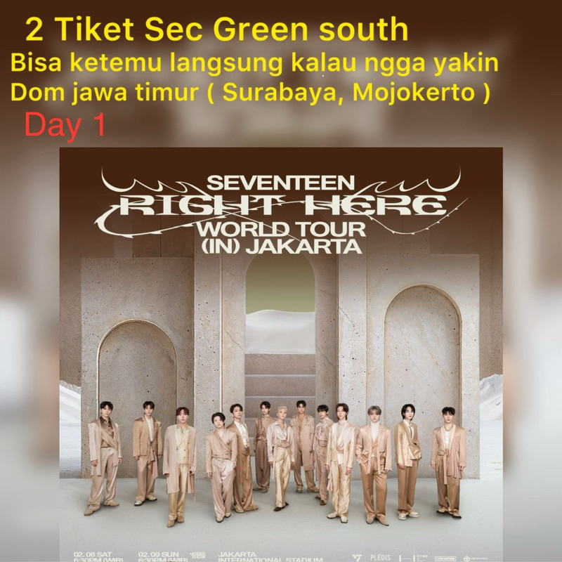 Tiket Konser Seventeen Right Here jakarta sec Green South Day 1( 8 Februari 25 )