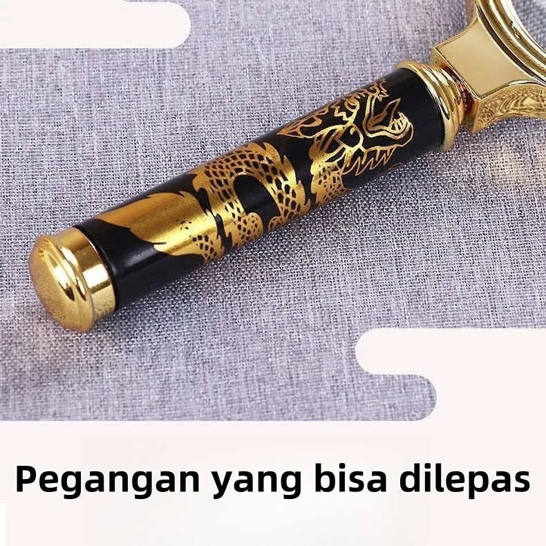

12X Pola Naga Emas Kaca Pembesar Lup Kaca Magnifier Glass 80mm Magnifying Glass