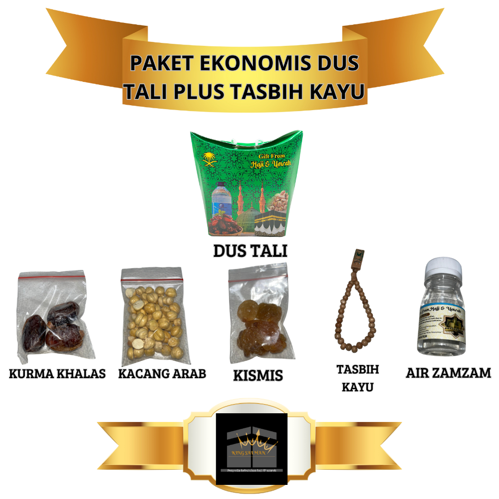 

Paket Oleh-Oleh Haji dan umroh Ekonomis Dus Tali plus Tasbih Kayu plus zamzam