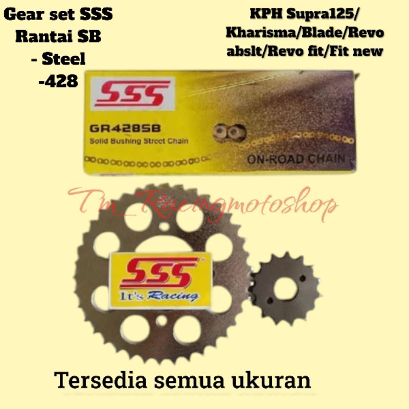 gear set sss 428 kph rantai gold SSS SB supra125/kharisma/blade/revo abslt/revo fit/fit new/dll