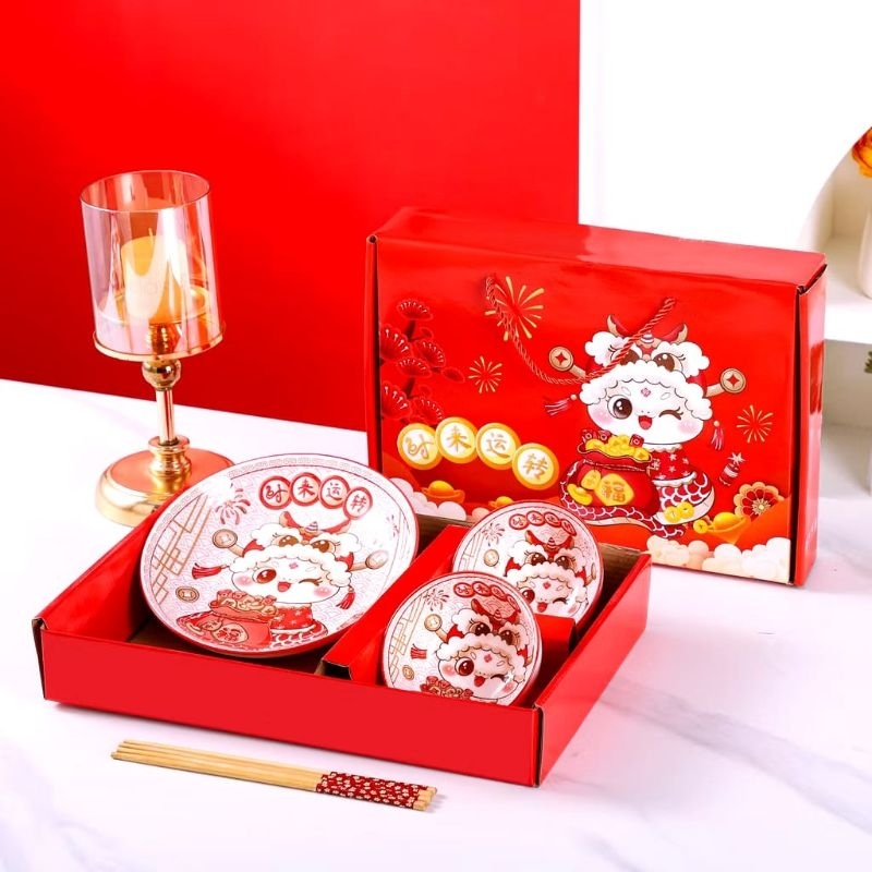 Snake Year CNY Bowl set/Horse year bowl set/Hampers CNY/Hampers imlek/Mangkuk imlek giftset