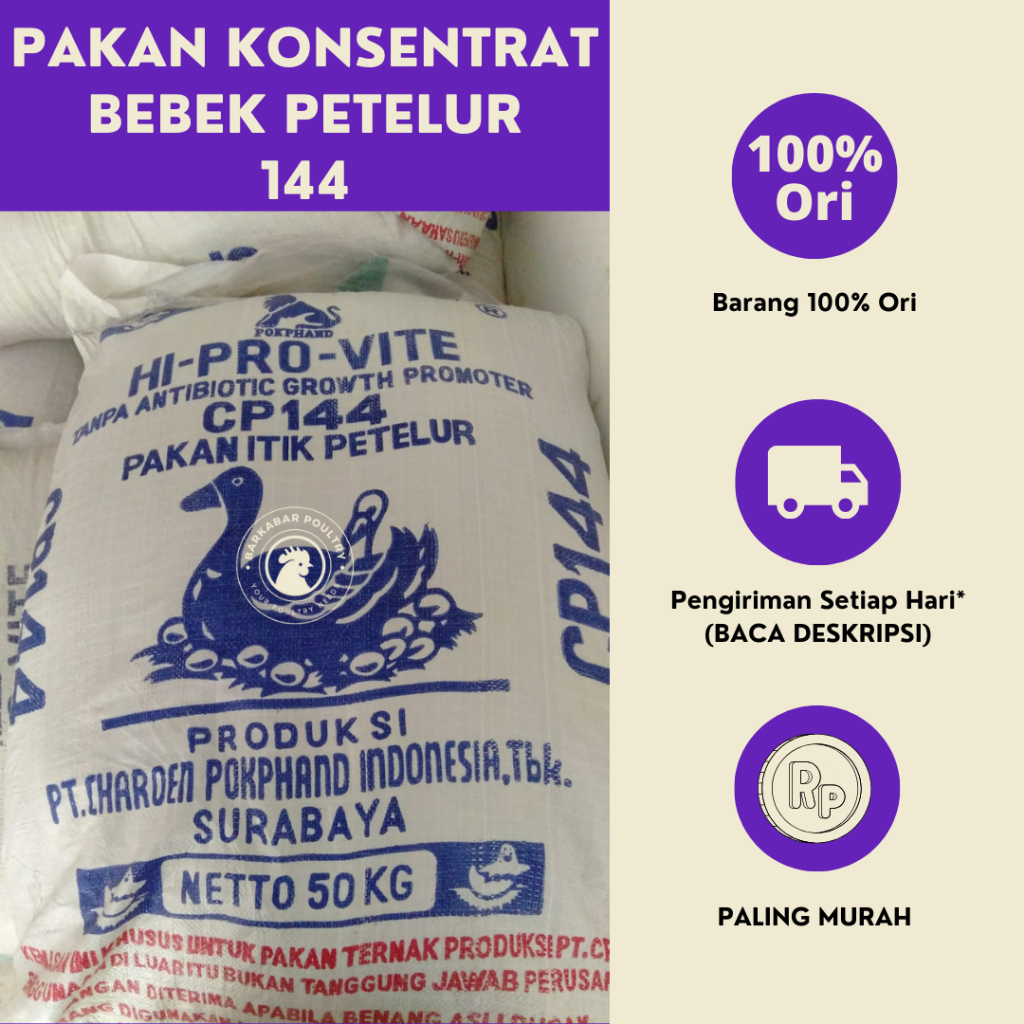 Pakan Konsentrat Bebek Petelur 144 (1 Kg, Konsentrat, Butiran Halus, Protein 37%)