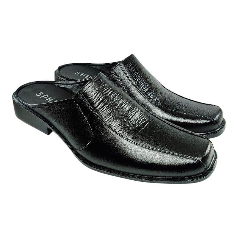 •07• Sepatu Sandal Slop Pria Kulit Sapi Asli Kantor Dinas Resmi Pesta Formal Pantofel