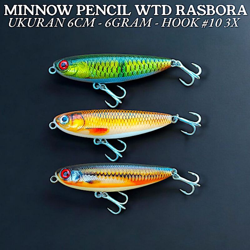 MINNOW PENCIL WTD RASBORA LURE UKURAN 6CM BERAT 6GRAM