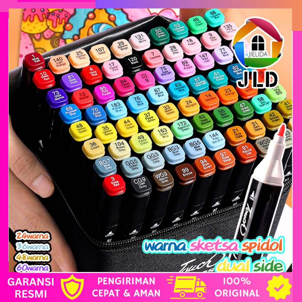 

Spidol Warna Warni 1 Set Sketch Marker 2 Tip Touch Marker 30/48 /80 Warna Sketsa Spidol