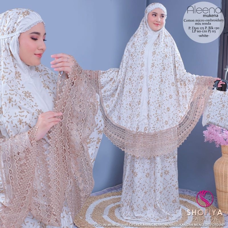 ALEENA/ MIQAYA / NAJWA / SYAHIRA / AULIA Mukena white series original SHOFIYA