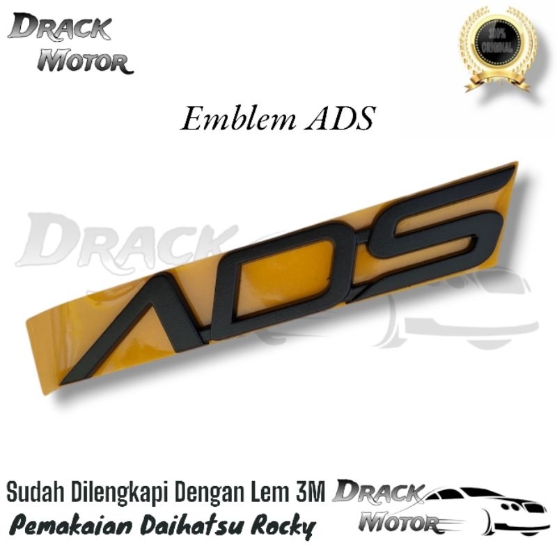 Emblem Tulisan ADS Hitam Doff Original Daihatsu Rocky // Emblem Tulisan ADS Hitam Doff Original Baga