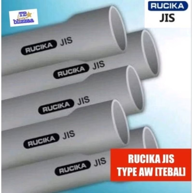 Pipa PVC Rucika JIS 2" inch Per Batang 4 Meter Pipa 2" JIS AW Rucika Paralon Rucika Abu AW Tebal