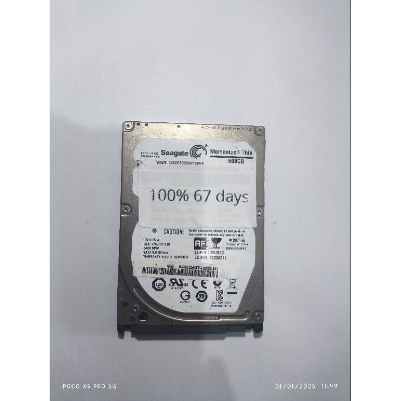 HARDISK LAPTOP 2,5 INCH 500GB SEAGATE MOMENTUS THIN