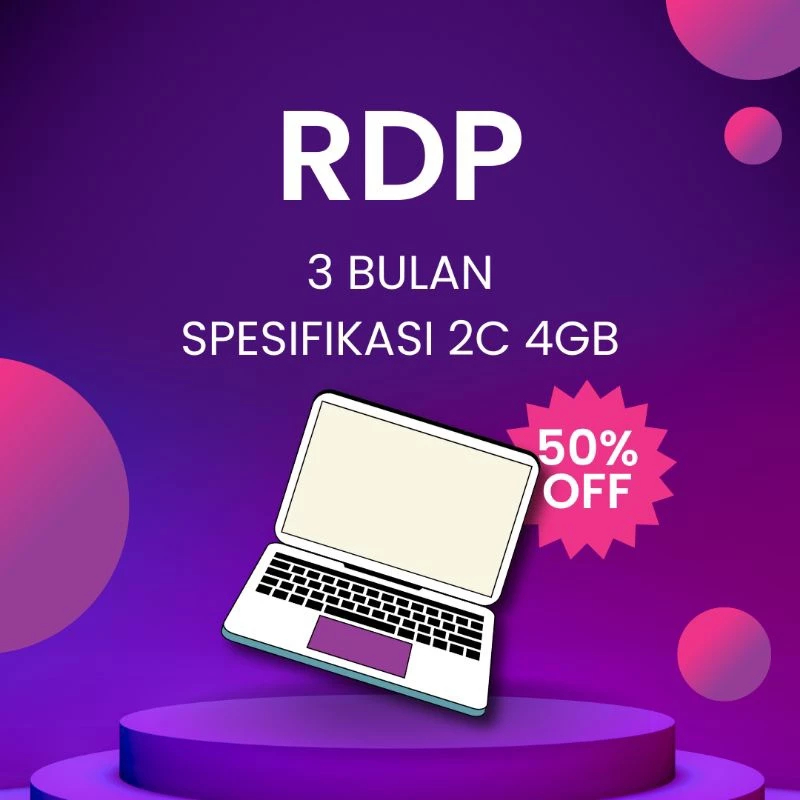 RDP 3 BULAN 2CPU 4GB RAM FULL AKSES - BERGARANSI - WINDOWS - STORAGE 80GB - PING 1 DIGIT