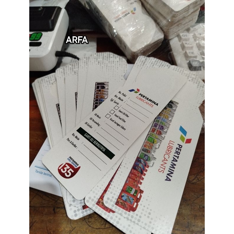 

kartu gantungan TGL oli Pertamina Lubricants