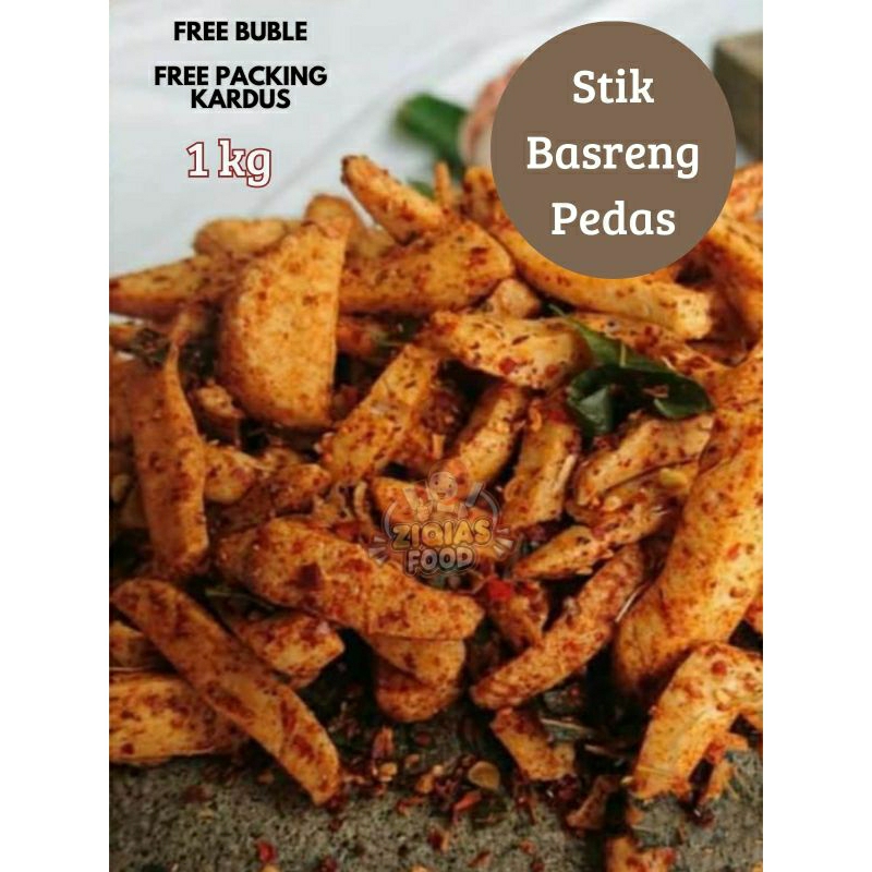 

{ 1 kg } kemasan 1 kg camilan stik basreng pedas