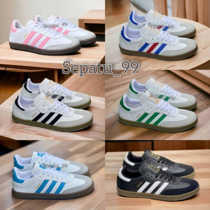 Sepatu Pria Wanita Adidas Samba Casual Sneakers Putih Hitam