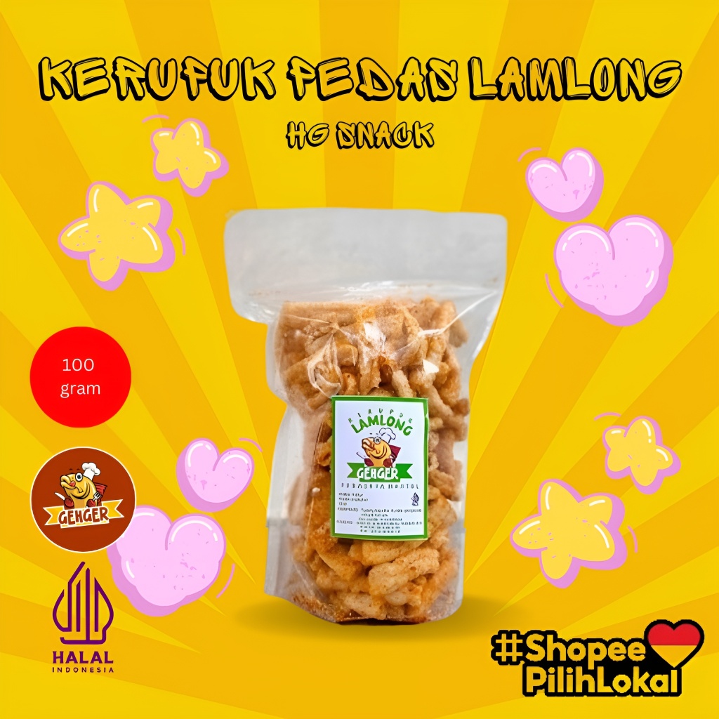 

Kerupuk Manggar Pedas Lamlong Makanan Cemilan 100gram