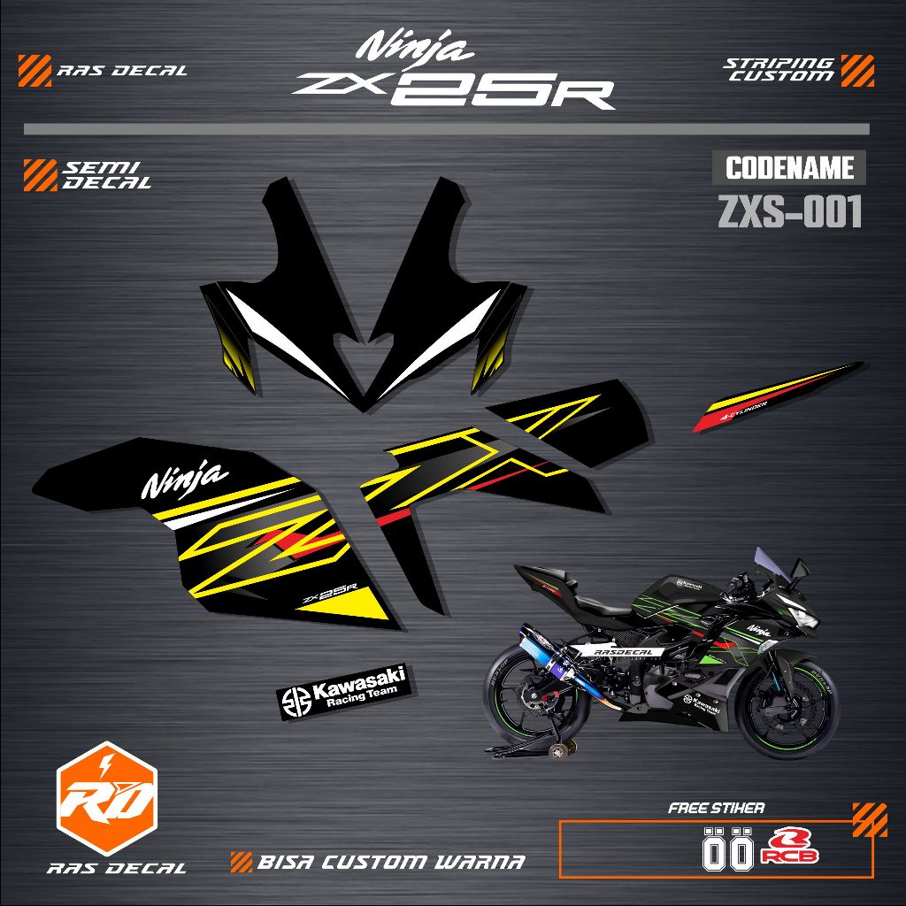 Stiker Semi Decal Ninja ZX25R Black KRT 2023 \ Decal ZX25R / Striping Decal Ninja ZX25R