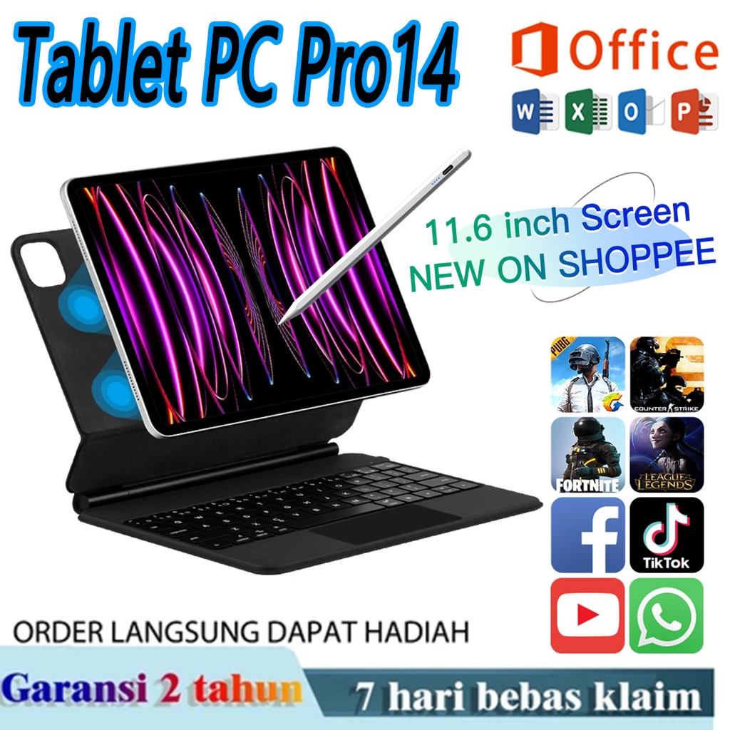 Tab Baru Galaxy Pro11 Tablet PC for pria anak Murah 11.6inci RAM 16GB+512GB 128GB 256GB ROM terbaru 