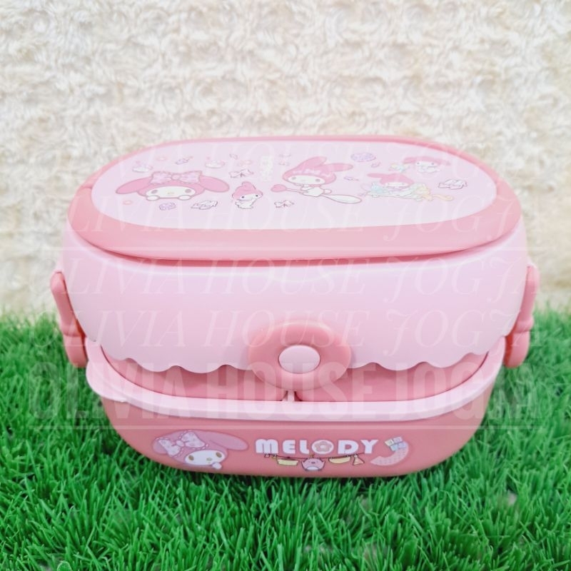 Lunch Box My Melody Sendok Garpu Kotak Bekal My Melody 2 Susun Kotak Makan My Melody Pink