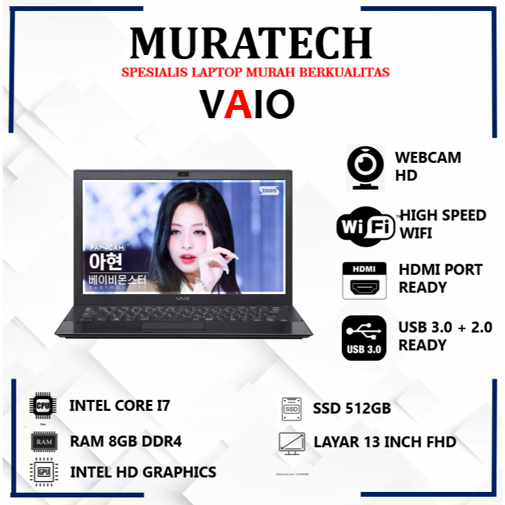 Laptop Sony Vaio Murah Core i7 Ram 8GB SSD 512GB Windows 11
