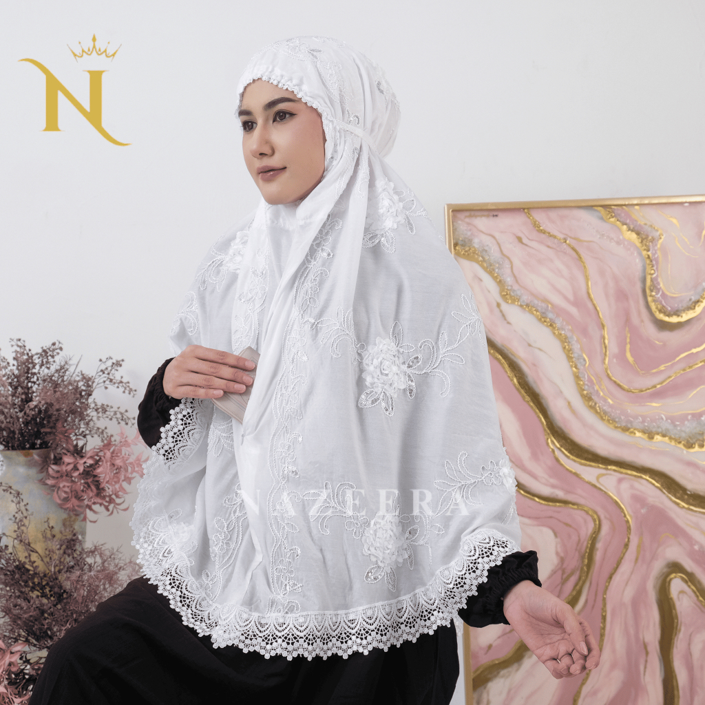Nazeera - Bergo Hijab Instan Kerudung Saku Jilbab Instant Mewah Shimmer Bordir