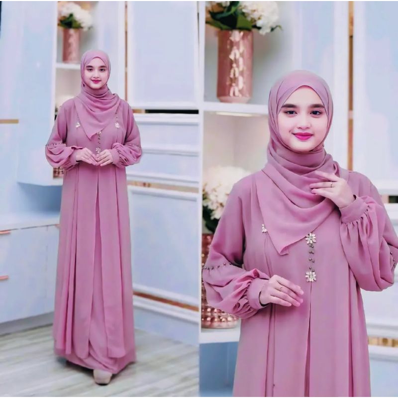 Mafaza Dress Gamis Wanita Pesta Lebaran 2025 Dress Gamis Terbaru Mewah Kondangan Simpel